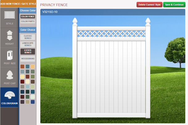 Using the Fence Design Center to make a privacy fence.